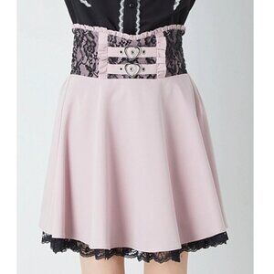 ANK ROUGE high waist himekaji girly kei pink skirt with heart buckles
